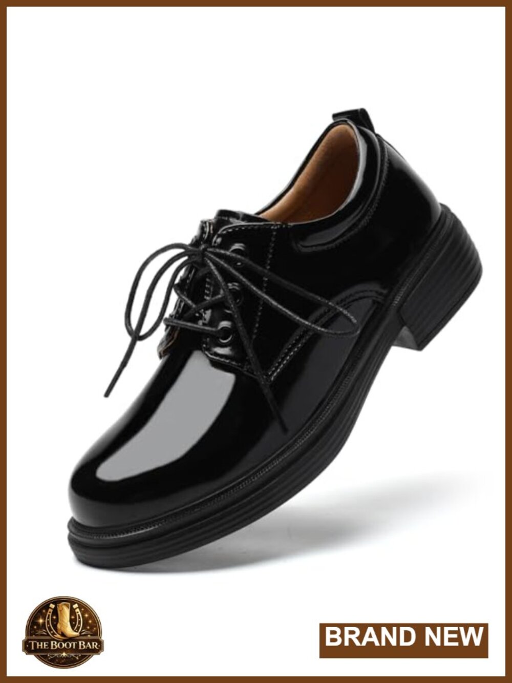 Womens Oxford Shoes Patent Leather Lace Up Round Toe Platform Work